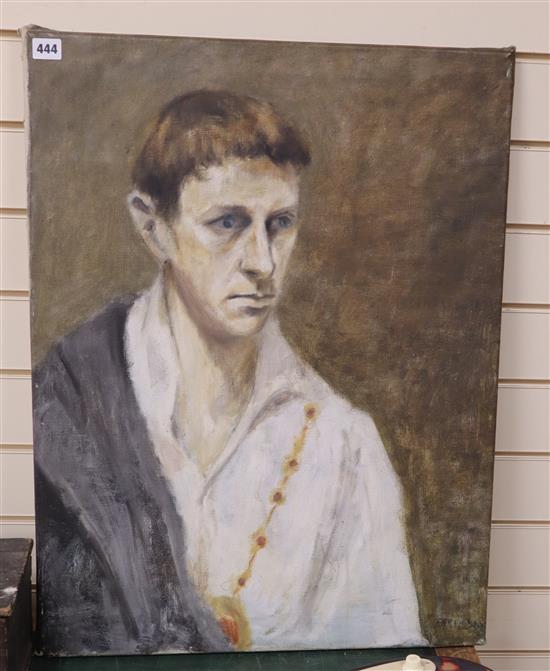 Paul McDowell (1931-2016) oil on canvas, Self portrait, signed and dated 1957, 72 x 55cm, unframed.